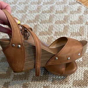 Lucky brand leather wedge heels